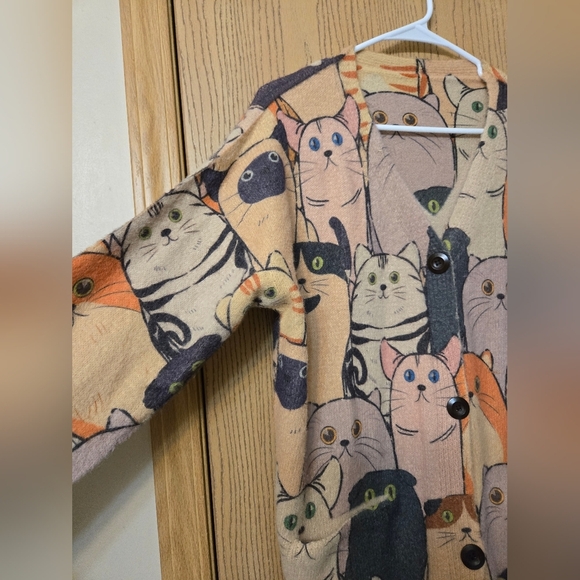 Cat Patterned Cardigan - Multicolor. Sz unknown - Picture 3 of 5
